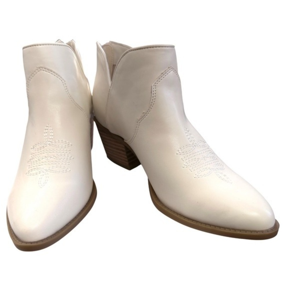 Cushionaire Rodeo White Western Ankle Boots Pointed Toe Memory Foam Size 7M - Picture 2 of 11